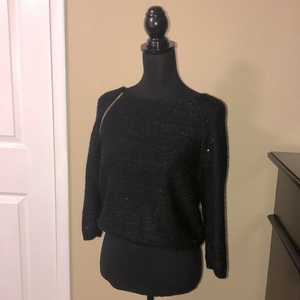 Poof Couture Black Sequins Sweater‎ Sz L
